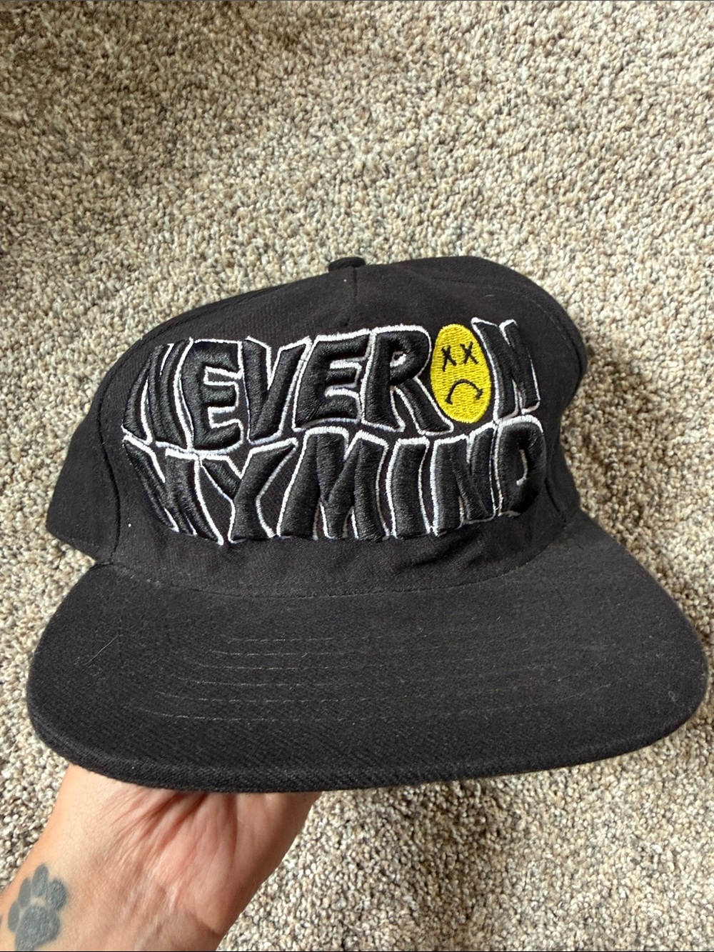 unit Never on my mind Black Snapback Cap with Yellow Emblem hat unisex